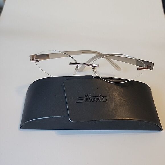 SILHOUETTE 7608 40 6057 17-140 Rimless Pink Beige Eyeglass Frame Plastic Oval - Picture 1 of 8